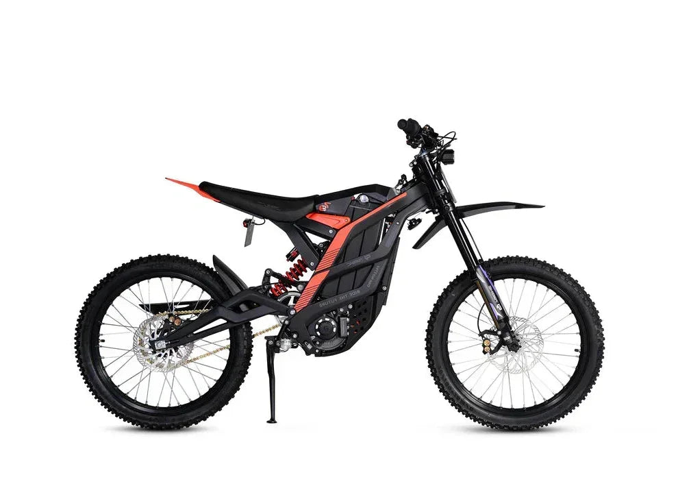Black and red 79BIKE Falcon Pro Electric Dirt Bicycle on a white background