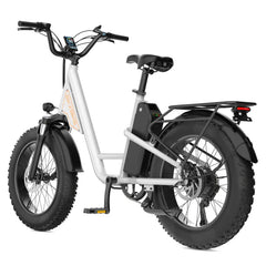 White electric bike with black tires on a white background