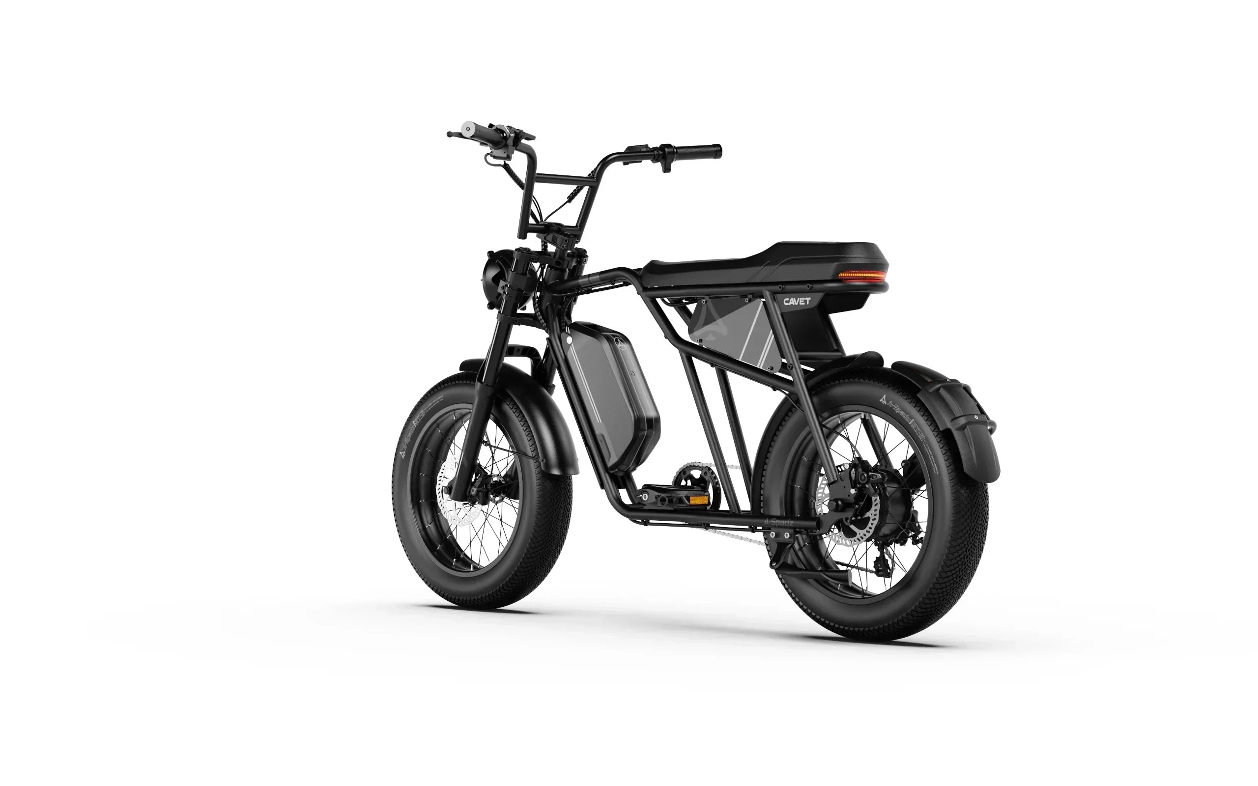 Battery view of A-Spadz Cavet Air Electric Bike on a white background