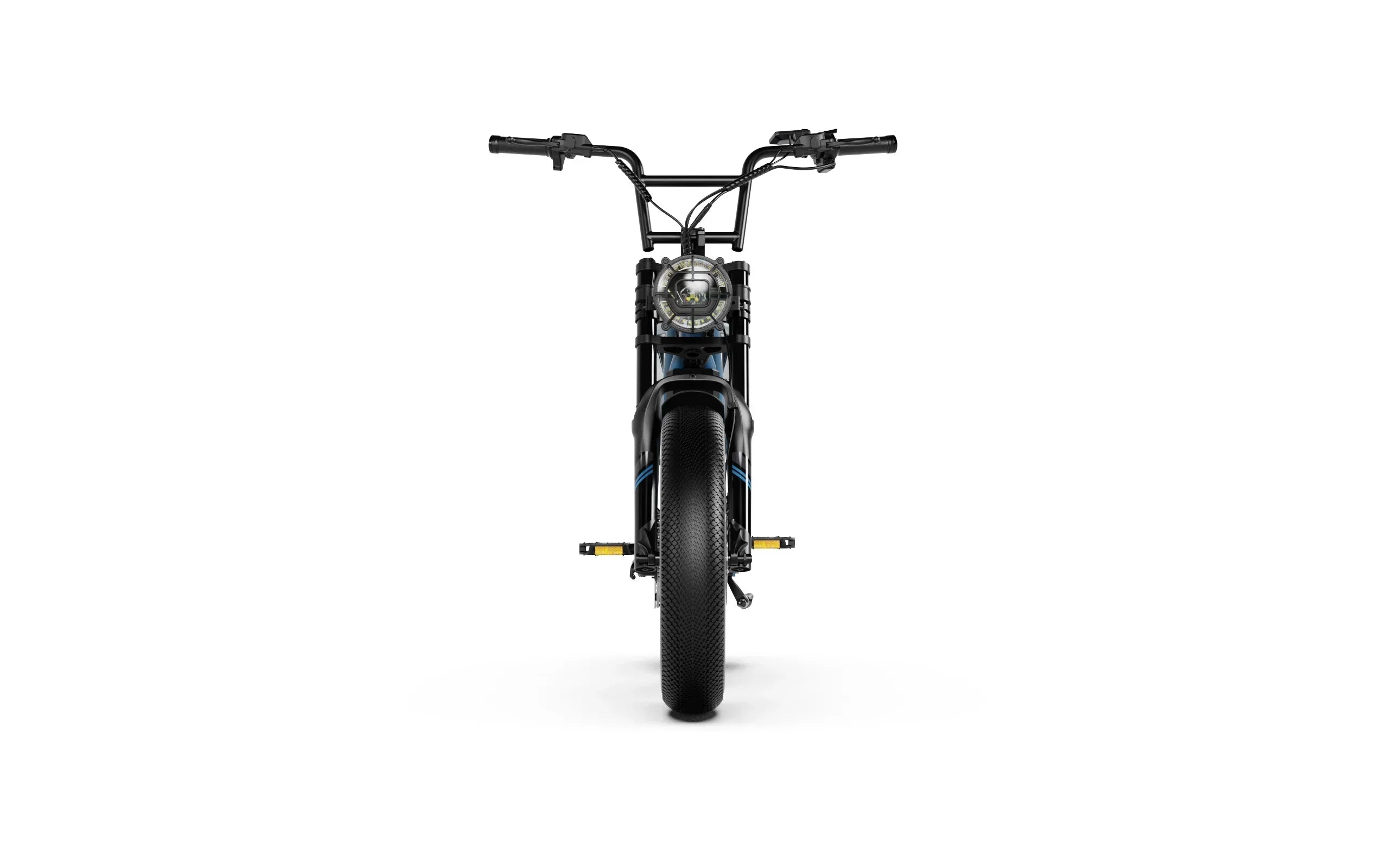 Headlight view of A-Spadz Cavet Air Electric Bike on a white background