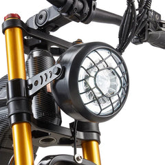 BURCHDA HC26 Dual Motor Electric Bike - Pogo Cycles - Headlight view in white background.