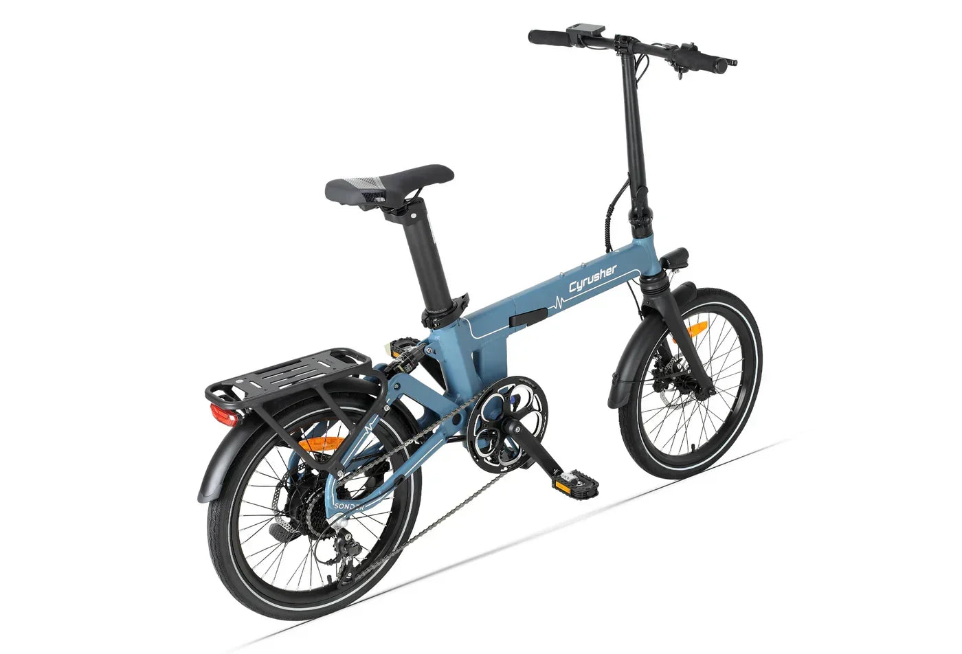 Blue - Cyrusher Sonder Folding Electric Bike on a white background