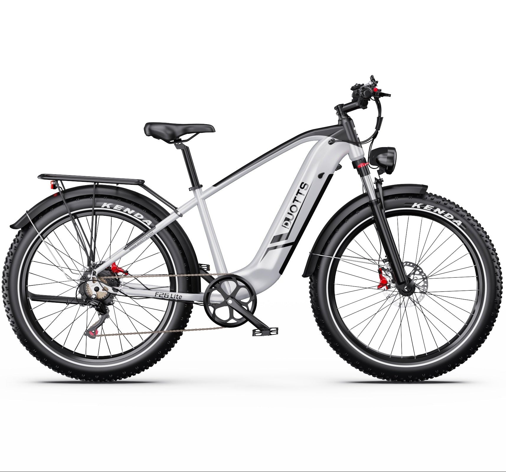 White DUOTTS F26 Lite Electric Bike bicycle on a white background