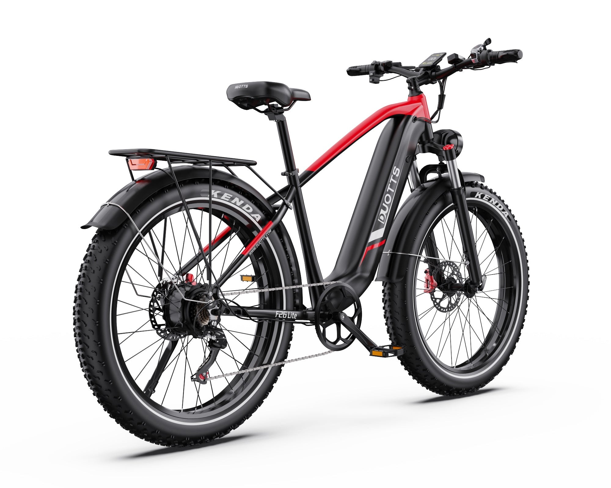 DUOTTS F26 Lite Electric Bike with black frame and red accents on a white background - Pogo Cycles, Ireland