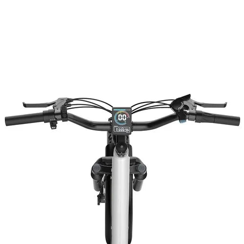 Bicycle handlebar with control buttons on a white background