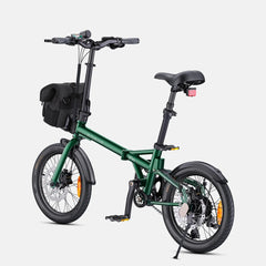 ENGWE Zip Folding Electric Bike in green on a white background Pogo Cycles, Ireland