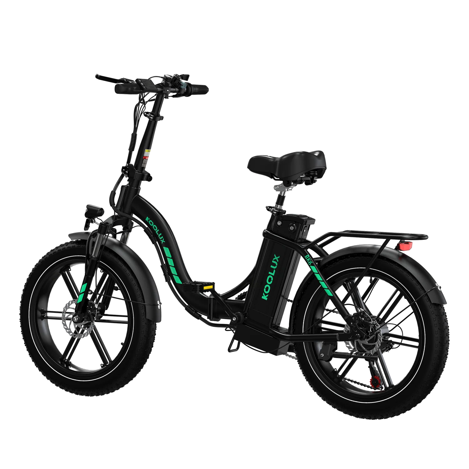 Black KOOLUX BK6S 4.0 Folding Electric Bike with visible branding on a white background - Pogo Cycles