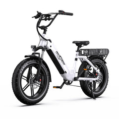 White Onesport OT08 electric bike with black accents on a white background