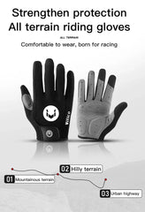 A Pair Of All-finger Gloves Breathable Shock-proof Touch-screen Bike Gloves Spring And Summer Mountain Bike Road Riding Gloves
