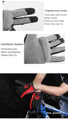 A Pair Of All-finger Gloves Breathable Shock-proof Touch-screen Bike Gloves Spring And Summer Mountain Bike Road Riding Gloves