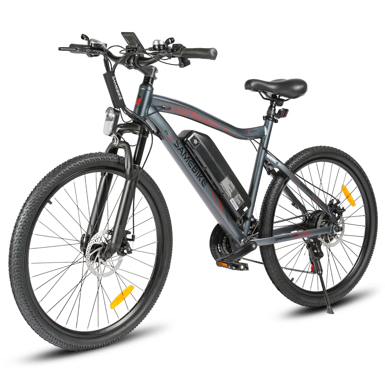 SAMEBIKE SY26-II Electric Mountain Bike in grey in white background- Pogo Cycles