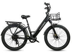 Black electric bike with a basket on a white background -Samebike RS-A01 Plus Electric Bike