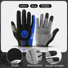 A Pair Of All-finger Gloves Breathable Shock-proof Touch-screen Bike Gloves Spring And Summer Mountain Bike Road Riding Gloves
