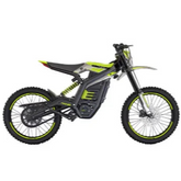 Children's electric bike with black and green design on a white background