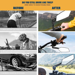 1pair Bicycle Rearview Mirror 360 Rotation Adjustment For Motorcycle Electric Bike Handlebar Reflective Mirror Accessory