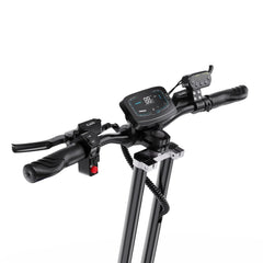 Electric scooter handlebar with control panel on a white background