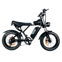 Black YVY C20 Electric Bike on a white background