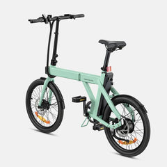 ENGWE P20 Electric Bike in minty green with back view on white background