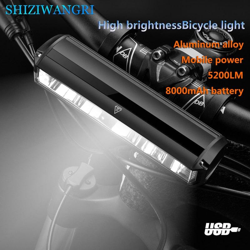 8000mAh 5 Led Bike Light Front Waterproof Led Flashlight for Bicycle Rechargeable 5200Lm Headlight Lamp Bicycle Accessories - Pogo Cycles