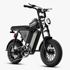 A Bodywel M16 Pro electric dirt bike in black with a round white headlight, thick knobby tires, and a central battery pack, shown on a light gray background.