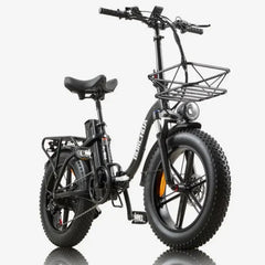 Burchda R8V Electric Bike in black with a basket on a white background