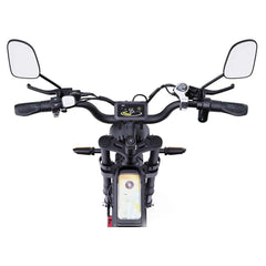 YVY C20 Max Electric Motorcycle handlebar with mirrors and digital display on a white background