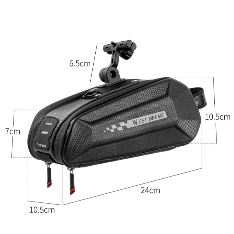 WEST BIKING Waterproof Bicycle Saddle Bag Hard TPU MTB Road Bike Under Seat Rear Bag Quick Release Saddlebags Bike Accessories