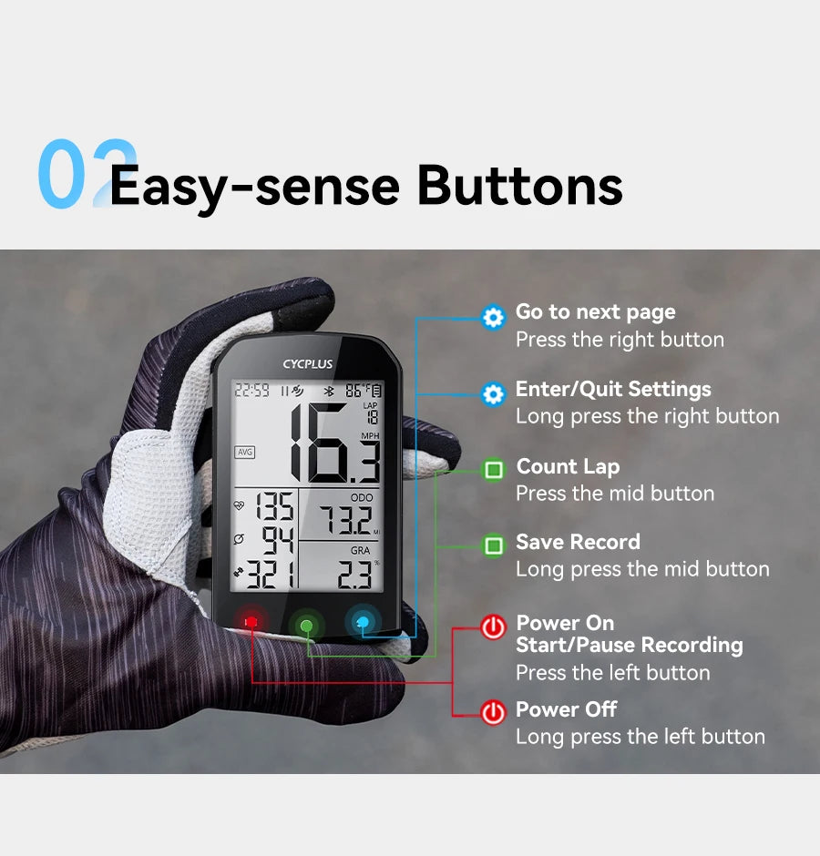 CYCPLUS M1 GPS Bicycle Computer Cycling Speedometer - Pogo Cycles