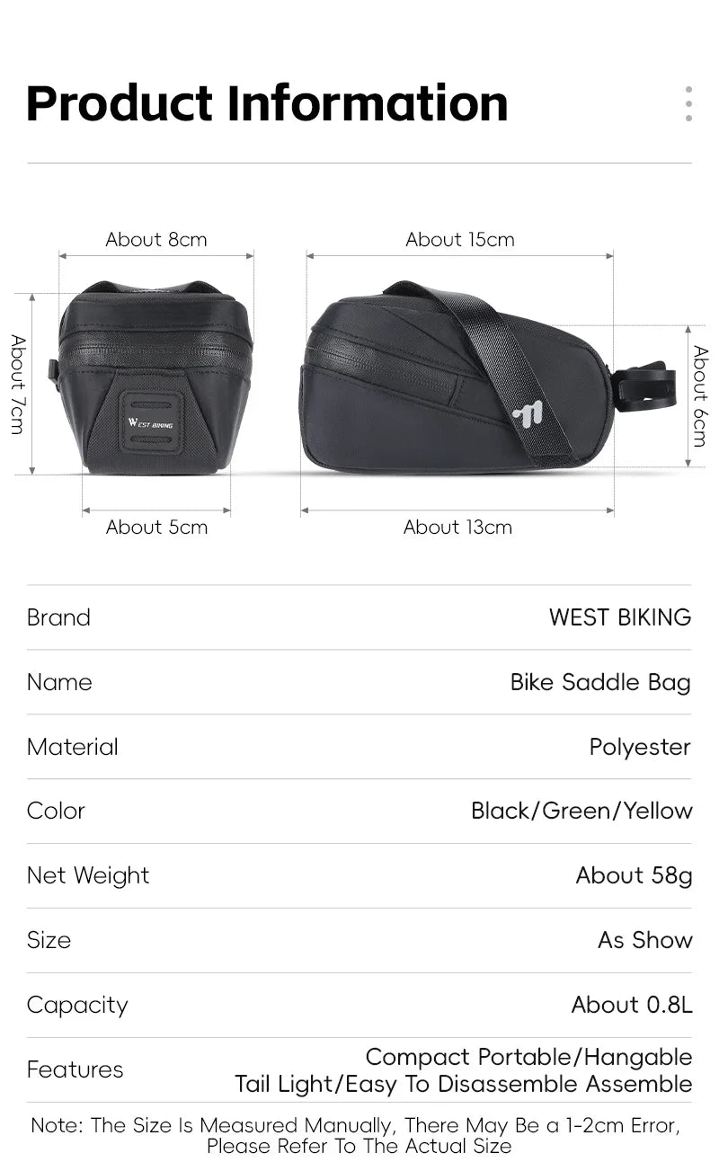 WEST BIKING Bicycle Tail Bag - Pogo Cycles