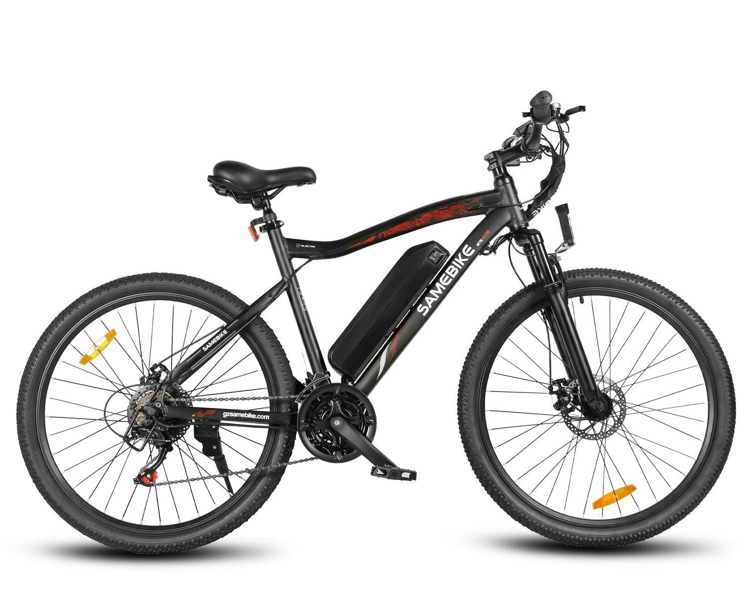 SAMEBIKE SY26-II Electric Mountain Bike in black right side view in white background - Pogo Cycles, Ireland