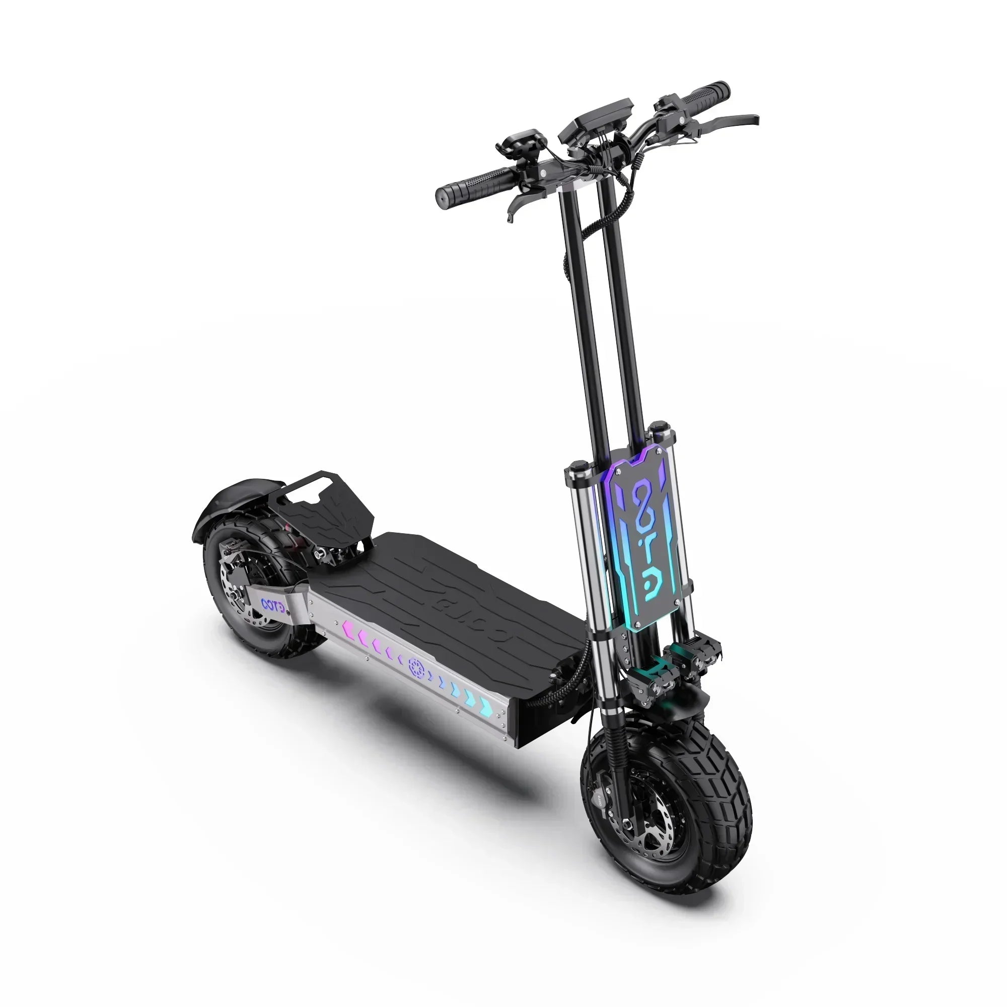 Electric scooter with visible branding on a white background