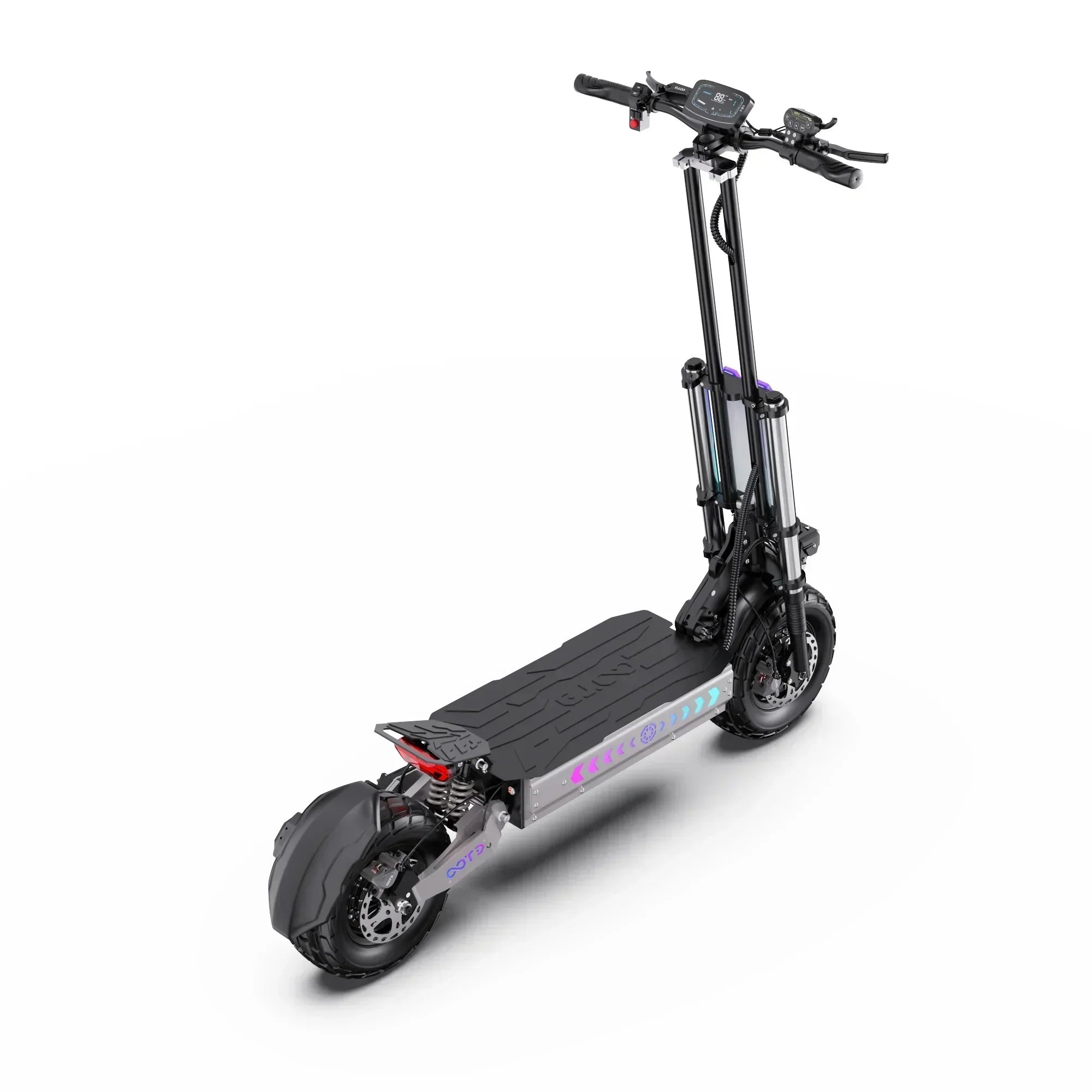 Black electric scooter on a white background