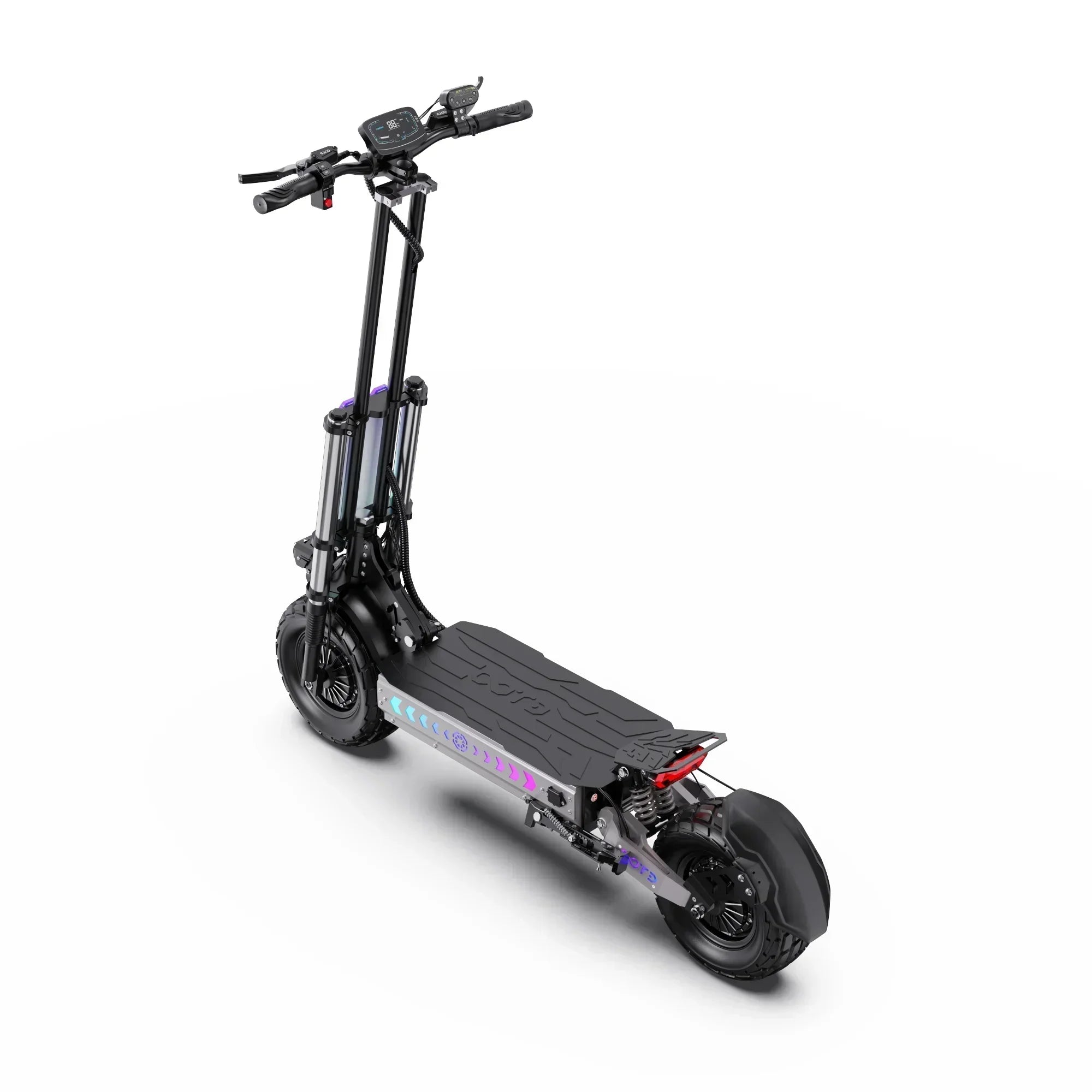 Black electric scooter on a white background