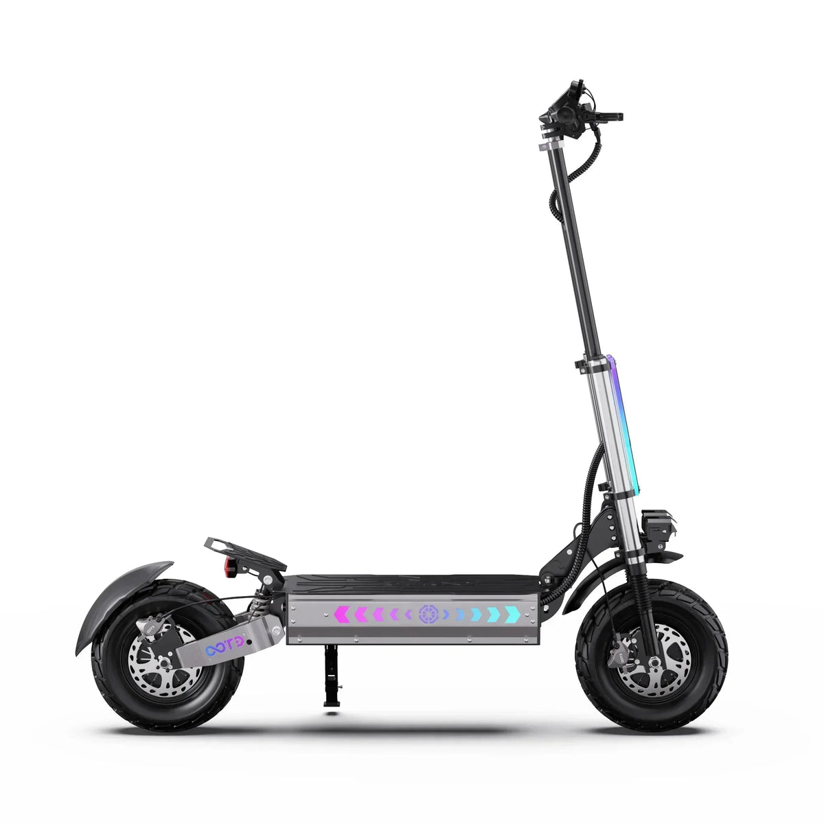 Black electric scooter on a white background
