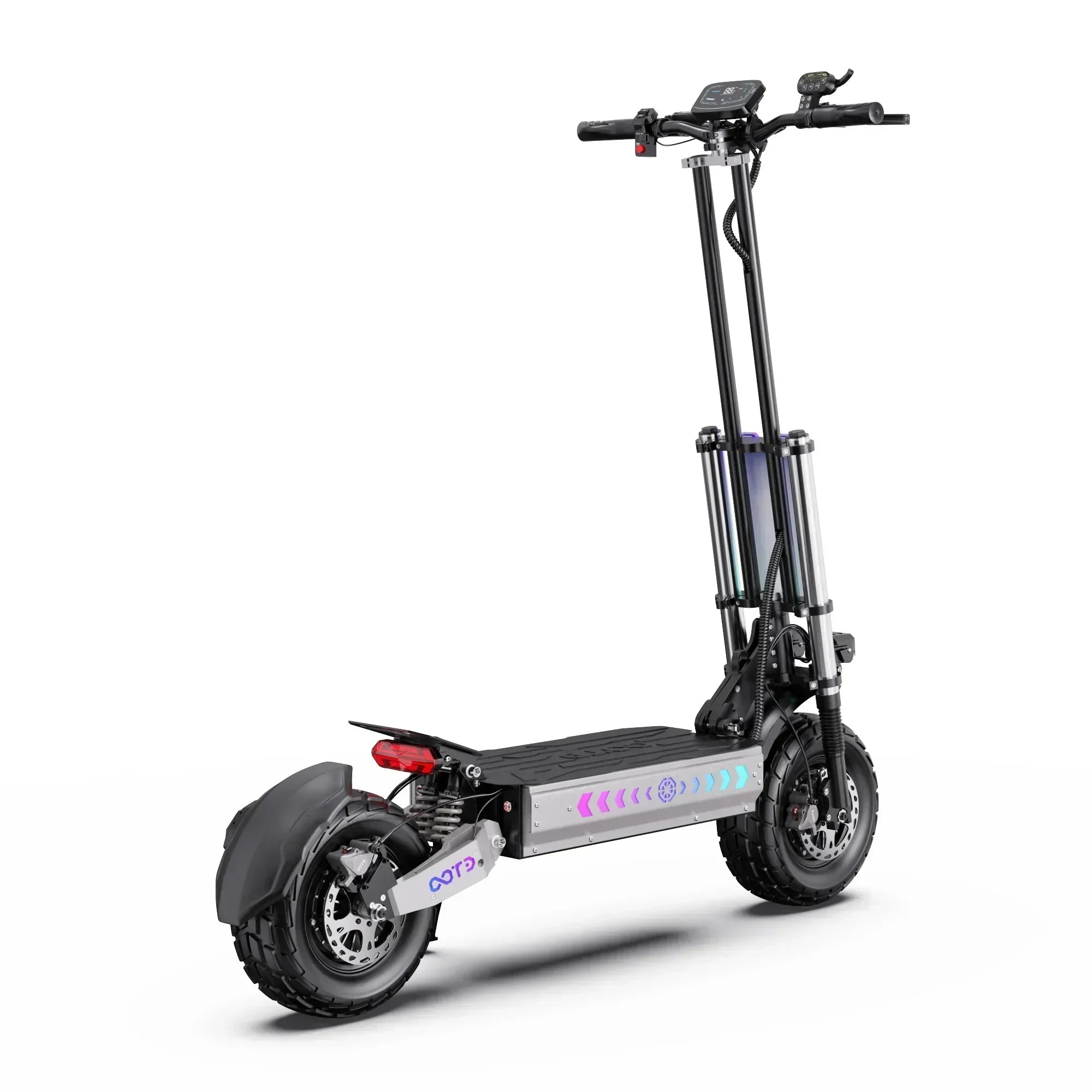 Electric scooter with visible branding on a white background