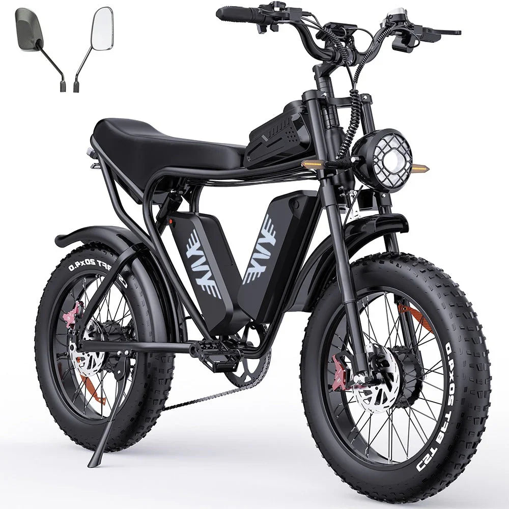 YVY C20 Max Electric Bike in black with visible brand logo on a white background
