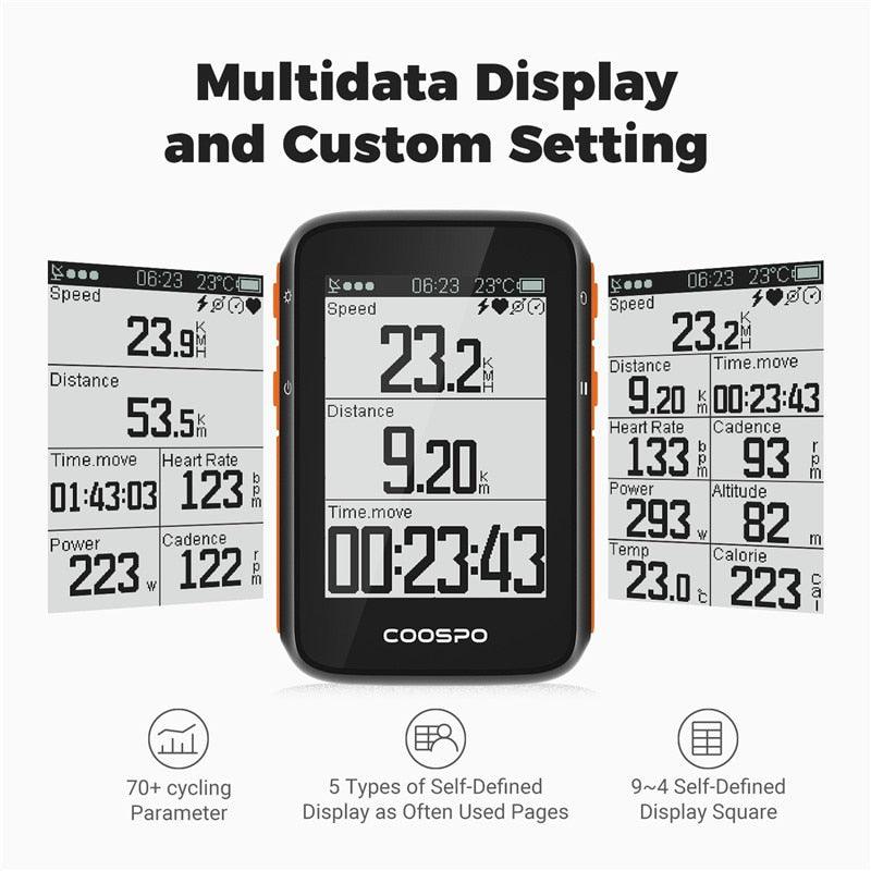 COOSPO BC200 Wireless Bicycle Computer GPS Bike Speedometer Cycling Odometer 2.6in Bluetooth5.0 ANT+ APP Sync Slope Altitude - Pogo Cycles