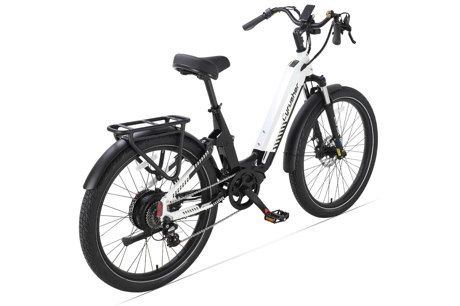 Cyrusher Sprint Electric City Bike in white back view in white background