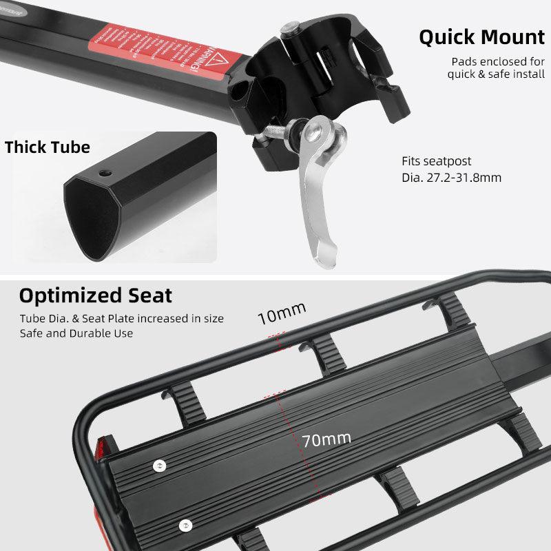 Deemount Bicycle Luggage Carrier Cargo Rear Rack Shelf Cycling Bag Stand Holder Trunk Fit 20-29'' Mtb &4.0'' Fat Bike - Pogo Cycles