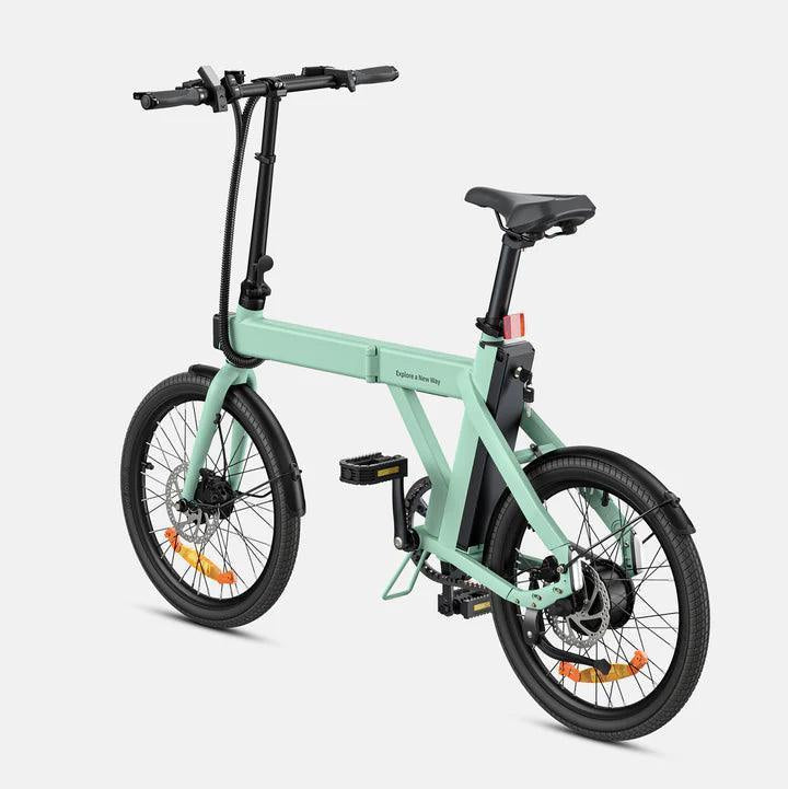 ENGWE P20 Electric Bike in minty green with back view on white background