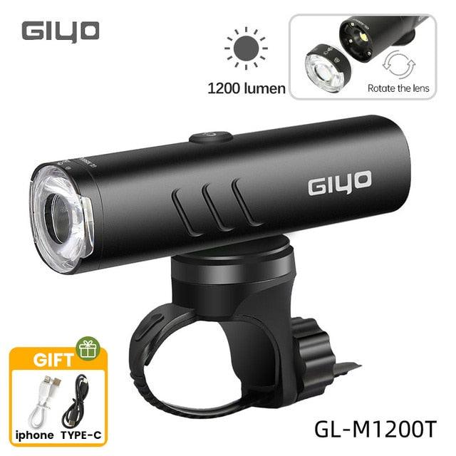 Giyo 400-1500LM Bicycle Front Lighting German Standard Headlamp Rotatable Lens USB Charge IP66 Waterproof Anti-Glare Bike Light - Pogo Cycles