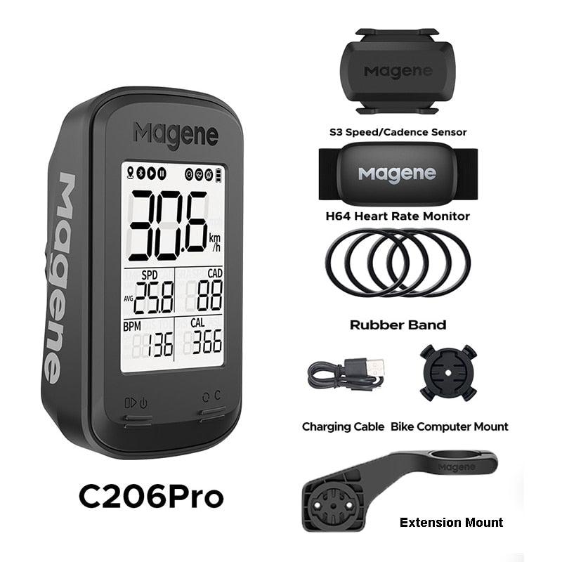 Magene C206 Pro Bike Computer Wireless GPS Speedometer Waterproof Road MTB Bicycle Bluetooth ANT with Cadence Cycling Sensor - Pogo Cycles