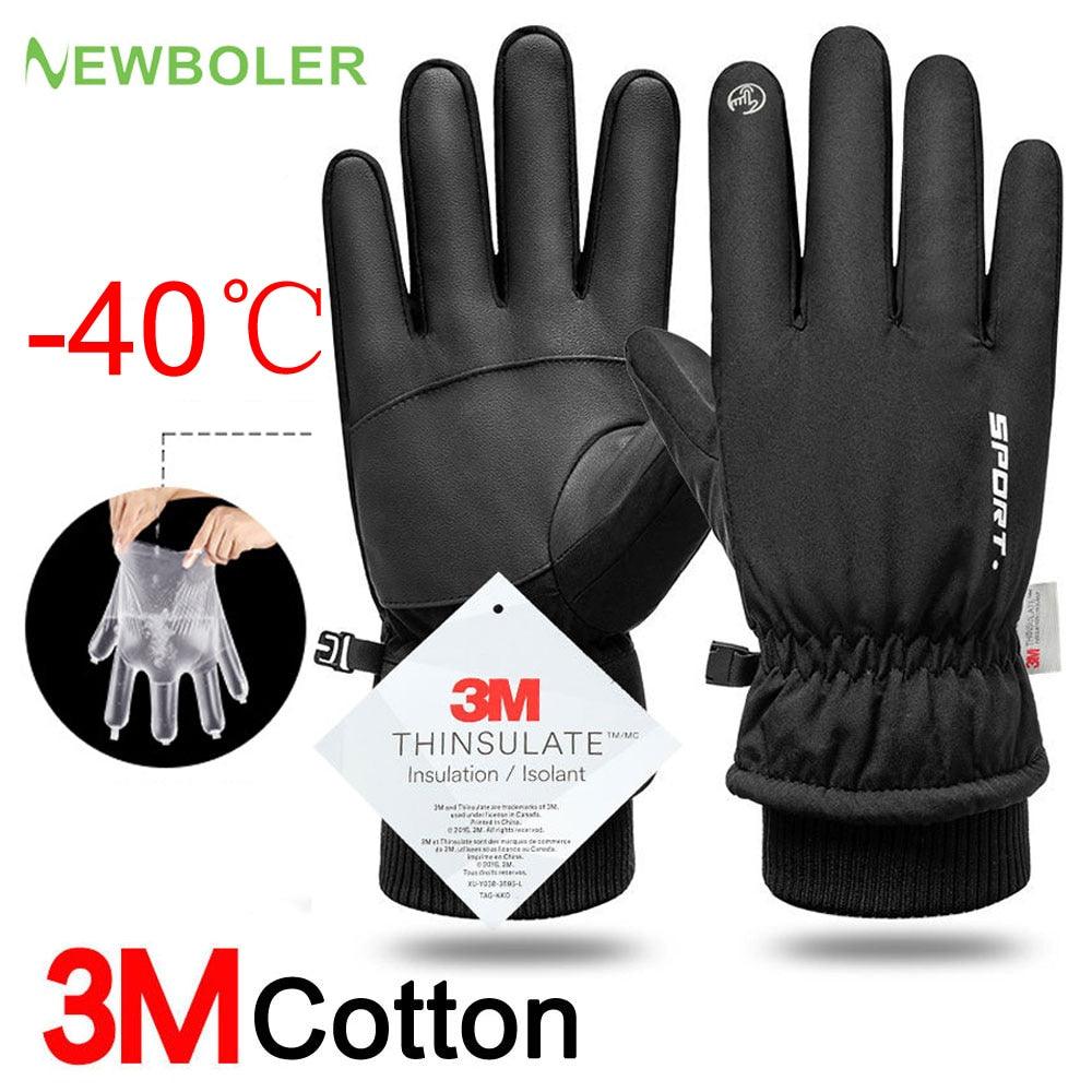 Men Winter Waterproof Cycling Gloves Outdoor Sports Running Motorcycle Ski Touch Screen Fleece Gloves Non-slip Warm Full Fingers - Pogo Cycles