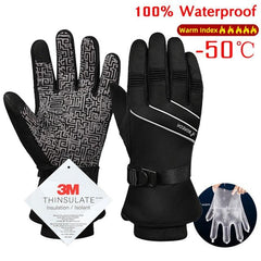 Men Winter Waterproof Cycling Gloves Outdoor Sports Running Motorcycle Ski Touch Screen Fleece Gloves Non-slip Warm Full Fingers - Pogo Cycles