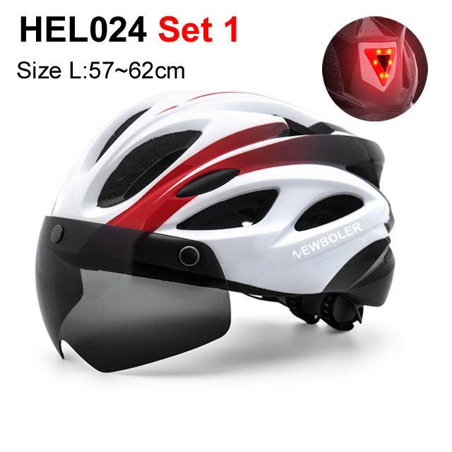 NEWBOLER Cycling Helmet Man Women LED Light Helmet Road Mountain Bike Helmet Removable Lens Riding Bicycle Helmet With Goggles - Pogo Cycles