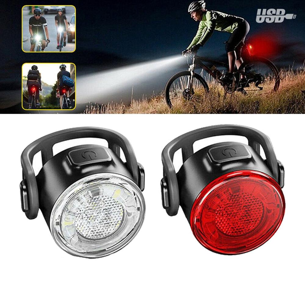 Red/White USB Rechargeable Cycling Taillight Front Bicycle Lamp 6 Modes Bike Warning Rear Light Safety Night Riding Bike Light - Pogo Cycles