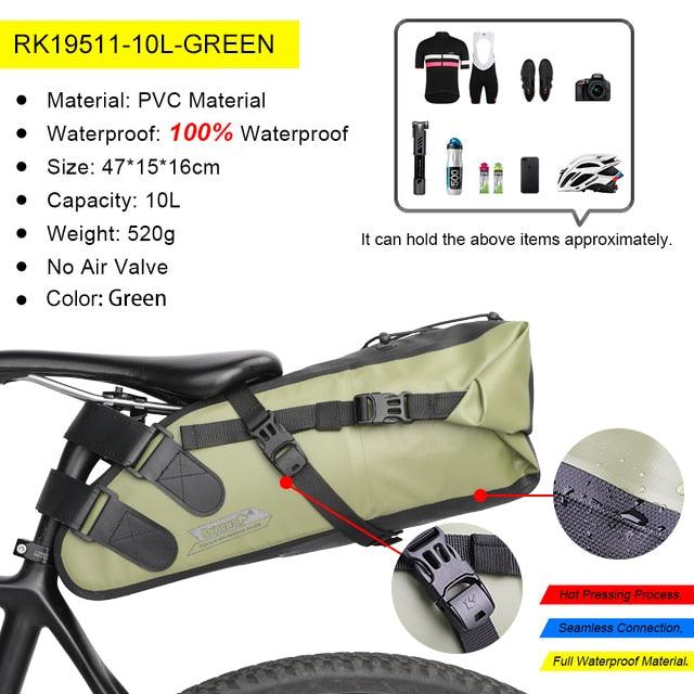 Rhinowalk Bike Waterproof Bicycle Saddle Bag Reflective Large Capacity Foldable Tail Rear Bag Cycling MTB Trunk Pannier Black - Pogo Cycles