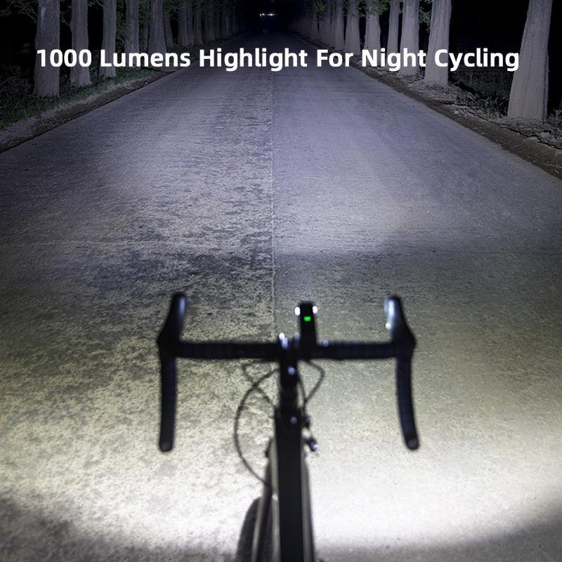 ROCKBROS 1000LM Bike Light Front Lamp Type-C Rechargeable LED 4500mAh Bicycle Light Waterproof Headlight Bike Accessories - Pogo Cycles