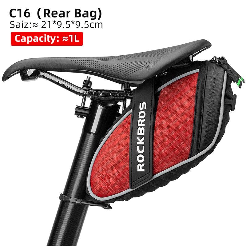 ROCKBROS Rainproof Bicycle Bag Shockproof Bike Saddle Bag For Refletive Rear Large Capatity Seatpost MTB Bike Bag Accessories - Pogo Cycles