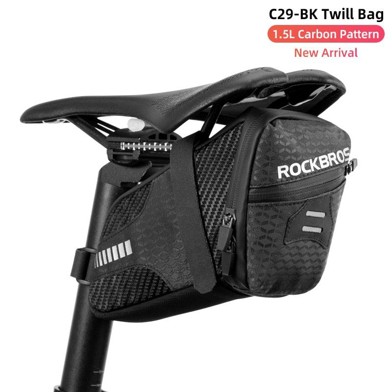 ROCKBROS1.7L Bicycle Bag Waterproof Rear Large Capatity Quick Release Seatpost Shockproof Double Zipper Rear Bag Accessories - Pogo Cycles